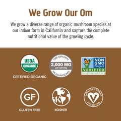Om Mushroom Superfood Coffee Latte Blend bottle with Chaga for a rich, earthy flavor.