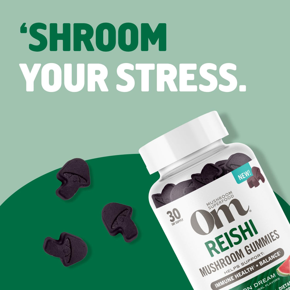 OM MUSHROOM REISHI GUMMIES Watermelon Organic Certification Label signals quality.