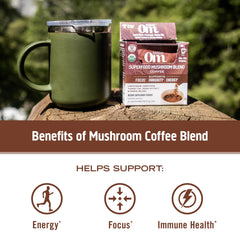 OM Mushroom Superfood instant coffee with Turkey Tail highlighting immune support
