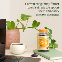 Vegan, gluten-free OM Lion’s Mane gummies with organic biomass