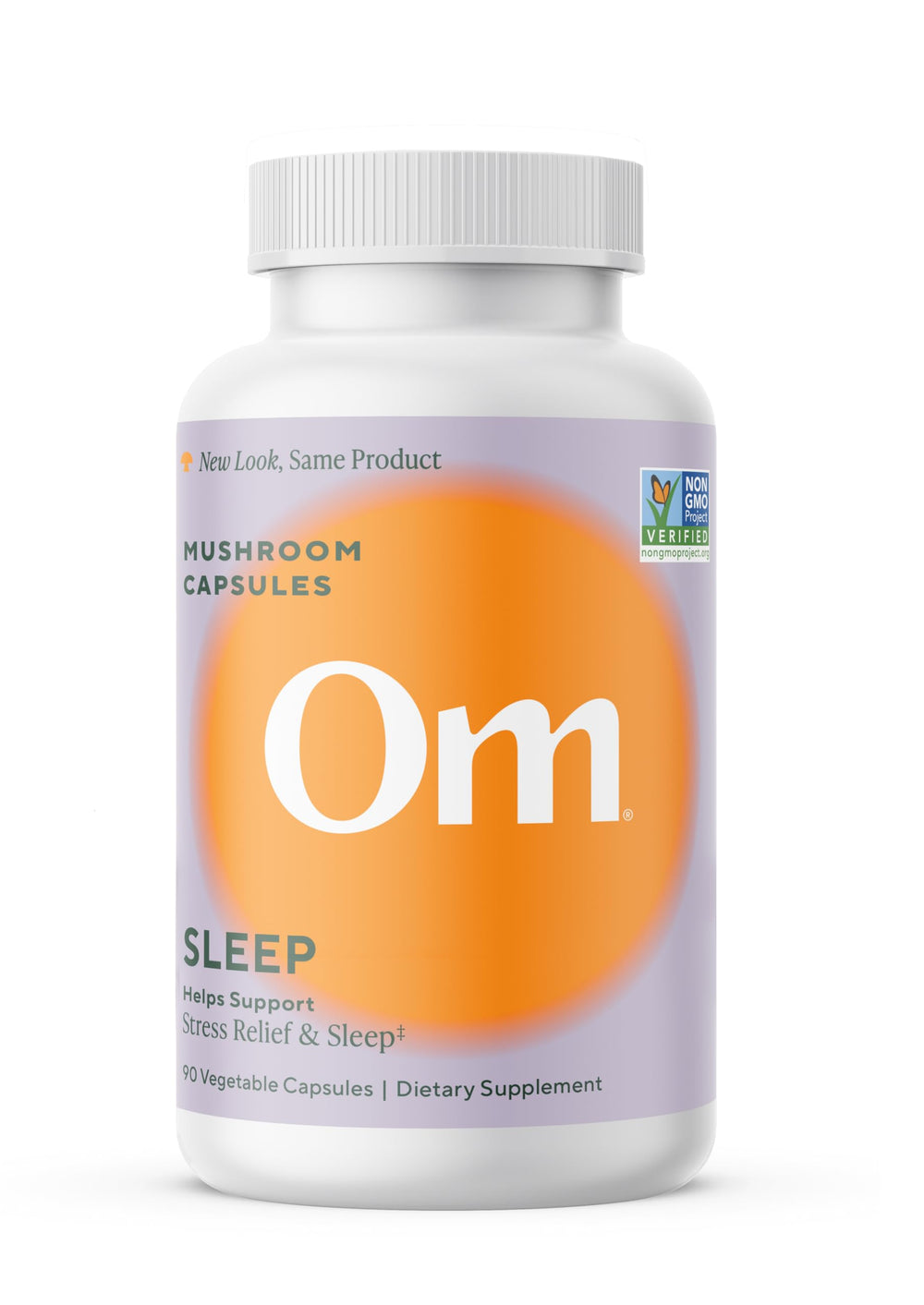 OM Mushroom Superfood Sleep Capsules bottle promotes restful sleep support.