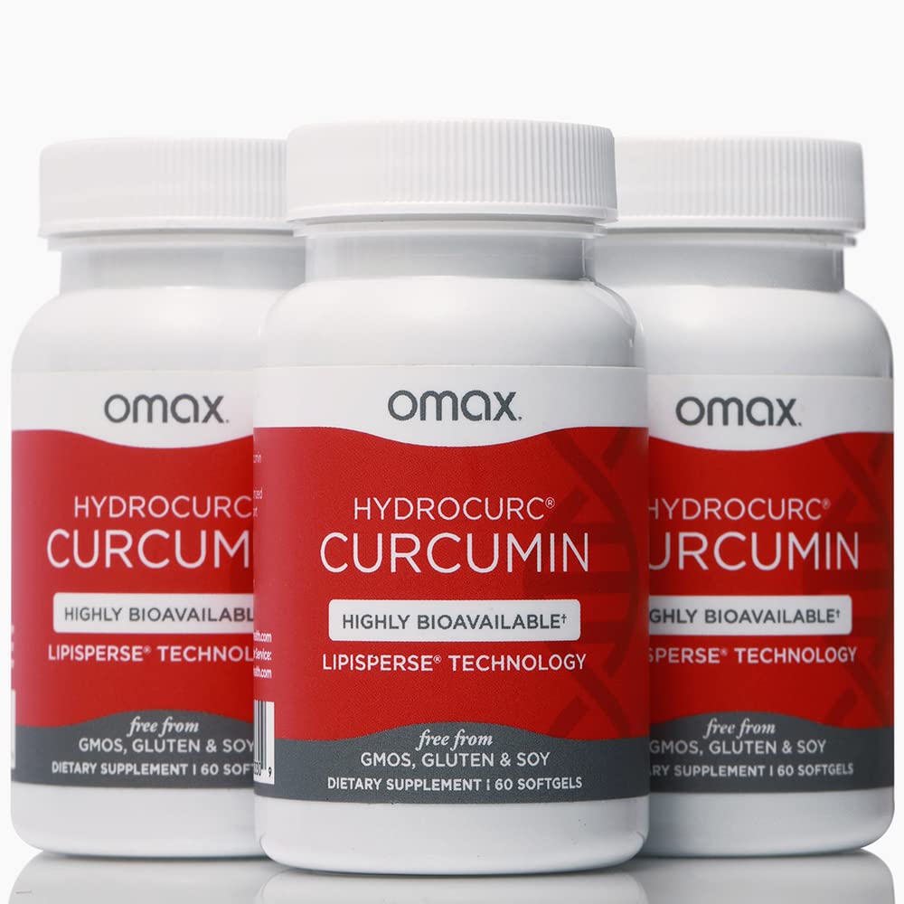 Omax3 HydroCurc softgel bottle on shelf highlighting daily wellness support.