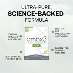 Omax3 omega-3 source image with wild-caught anchovies and sardines.