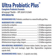 Omega Alpha Ultra Probiotic Plus packaging notes gluten-free formula and allergen considerations.