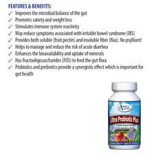 Omega Alpha Ultra Probiotic Plus packaging highlights inulin and prebiotic fibre for gut nourishment.