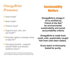 Close-up of OmegaBrite 7010MD capsules for easy daily supplementation.
