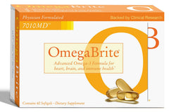 OmegaBrite 7010MD softgel bottle front for daily omega-3 support.