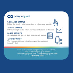 OmegaQuant blood spot sample collection enables easy at-home collection for fatty acid profiling.