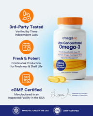 Enteric-coated OmegaVia capsule reduces stomach discomfort during digestion.