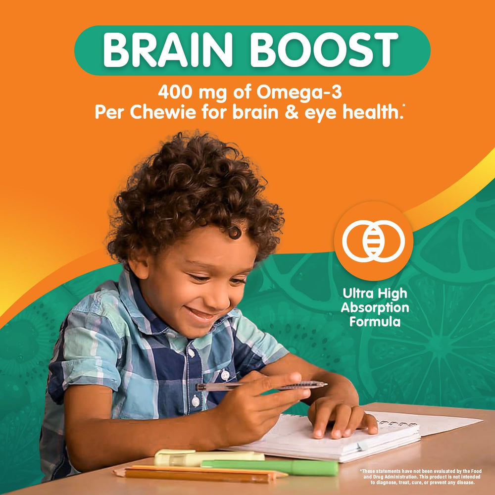 OmegaVia Kids Omega 3 Gummies strawberry citrus flavor with no fishy taste.