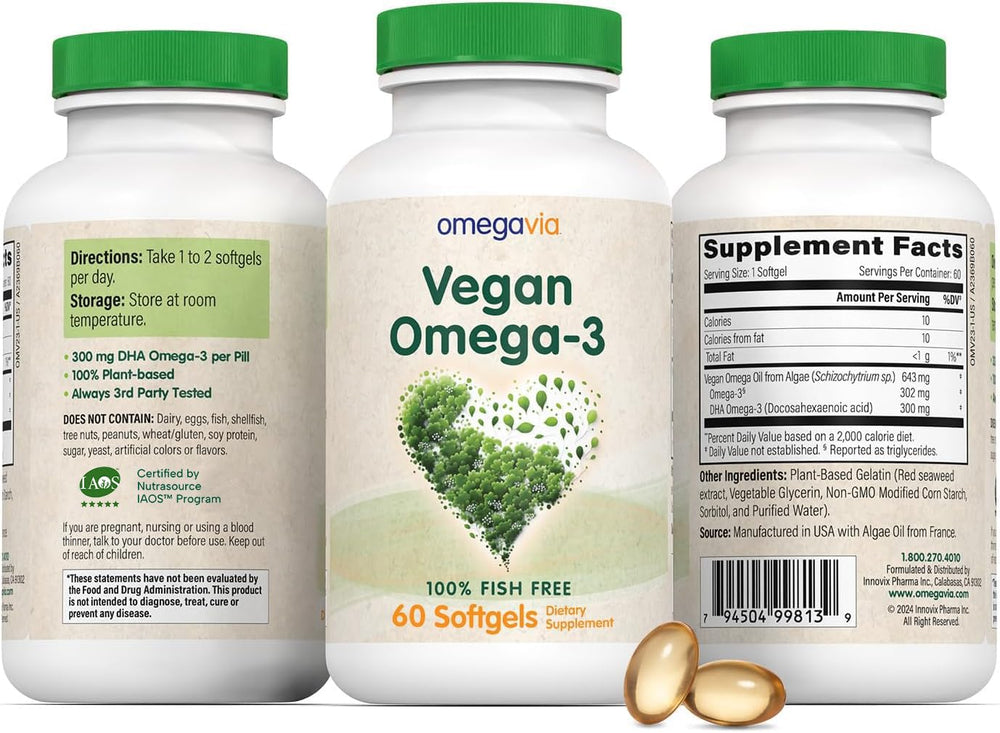 OmegaVia vegan omega-3 planet and ocean friendly packaging design.