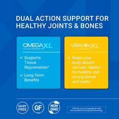 OmegaXL absorption-form capsules highlight enhanced delivery for joint comfort.