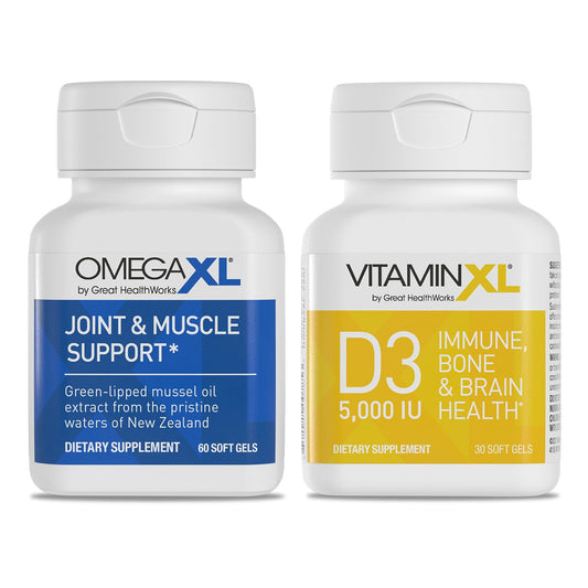 OmegaXL joint support softgels bottle highlighting mobility and daily comfort.
