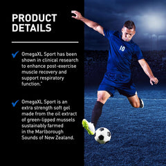 OmegaXL Sport packaging back highlighting non-GMO and gluten-free formulation