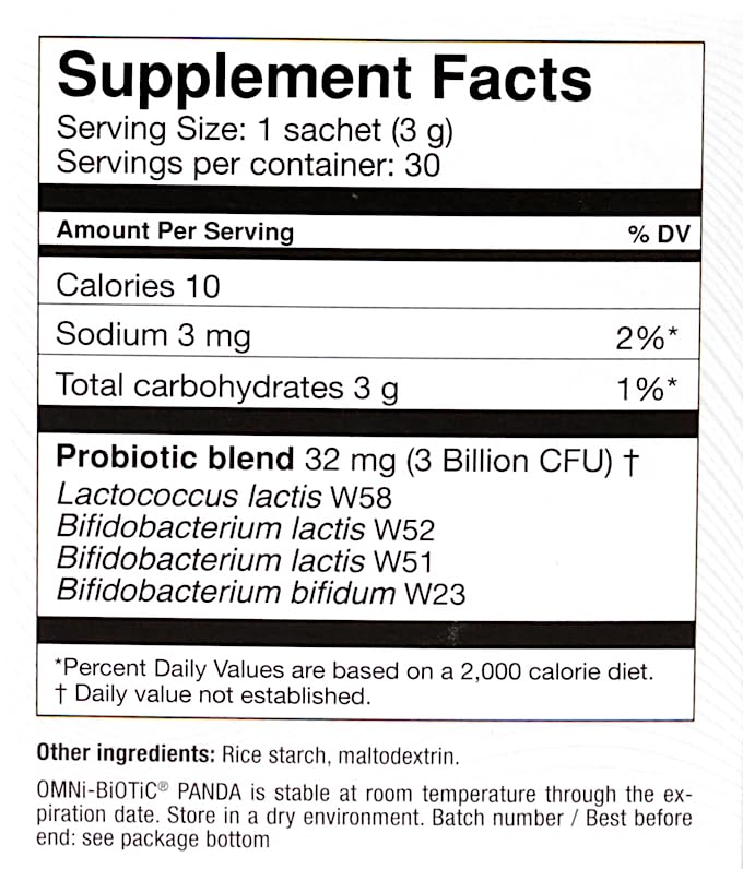 OMNi BiOTiC Panda probiotic dissolves in water for activation before use.