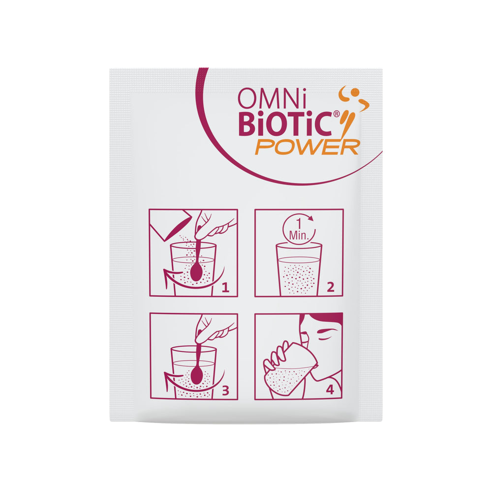 OMNi-BiOTiC Power packaging with sachets on shelf