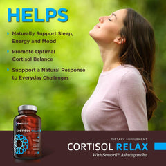 OmniBiotics Cortisol Relax bottle label shows vegan, allergen-friendly formula.
