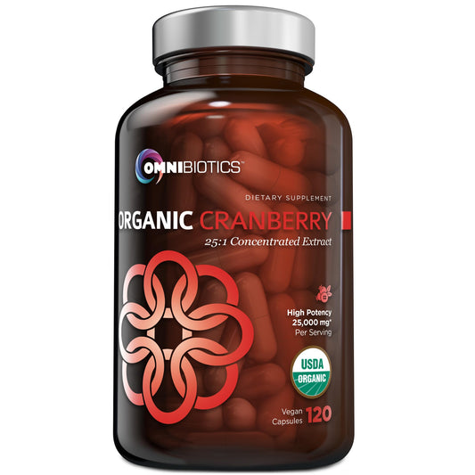 OmniBiotics cranberry pills women bottle front for daily urinary support.