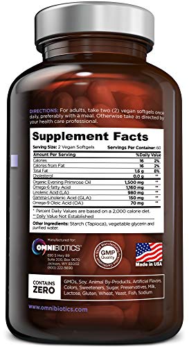 OmniBiotics EPO capsules close-up highlighting 1500mg potency per softgel.