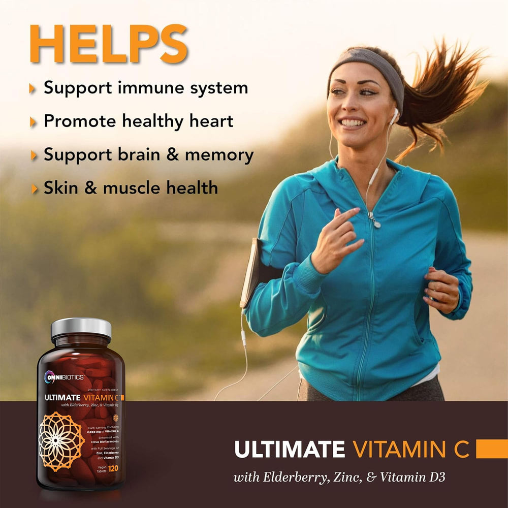OmniBiotics immune-formula ingredients highlighting zinc, elderberry, and vitamin D3 for defense.