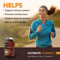 OmniBiotics immune-formula ingredients highlighting zinc, elderberry, and vitamin D3 for defense.