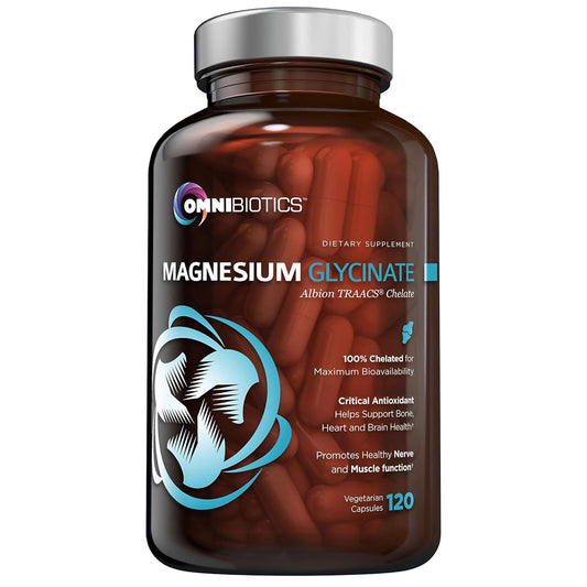 OmniBiotics magnesium glycinate bottle front for daily wellness benefits
