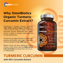 OmniBiotics turmeric vial on table conveying premium absorption and formulation