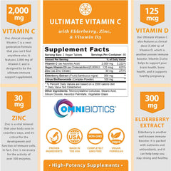 OmniBiotics Ultimate Vitamin C bottle on table for convenient daily immune support.