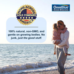 Pouring OmniBlue trace minerals into juice or water for balanced nourishment.