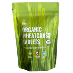 On Target Living Wheatgrass Tablets bottle front view, convenient daily greens.