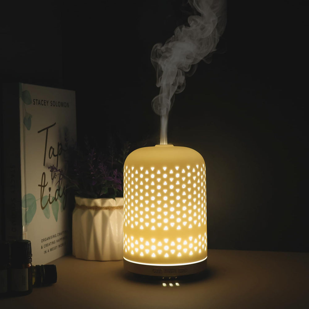 Onaboviva essential oil diffuser with ceramic body and 120ml capacity for serene spaces