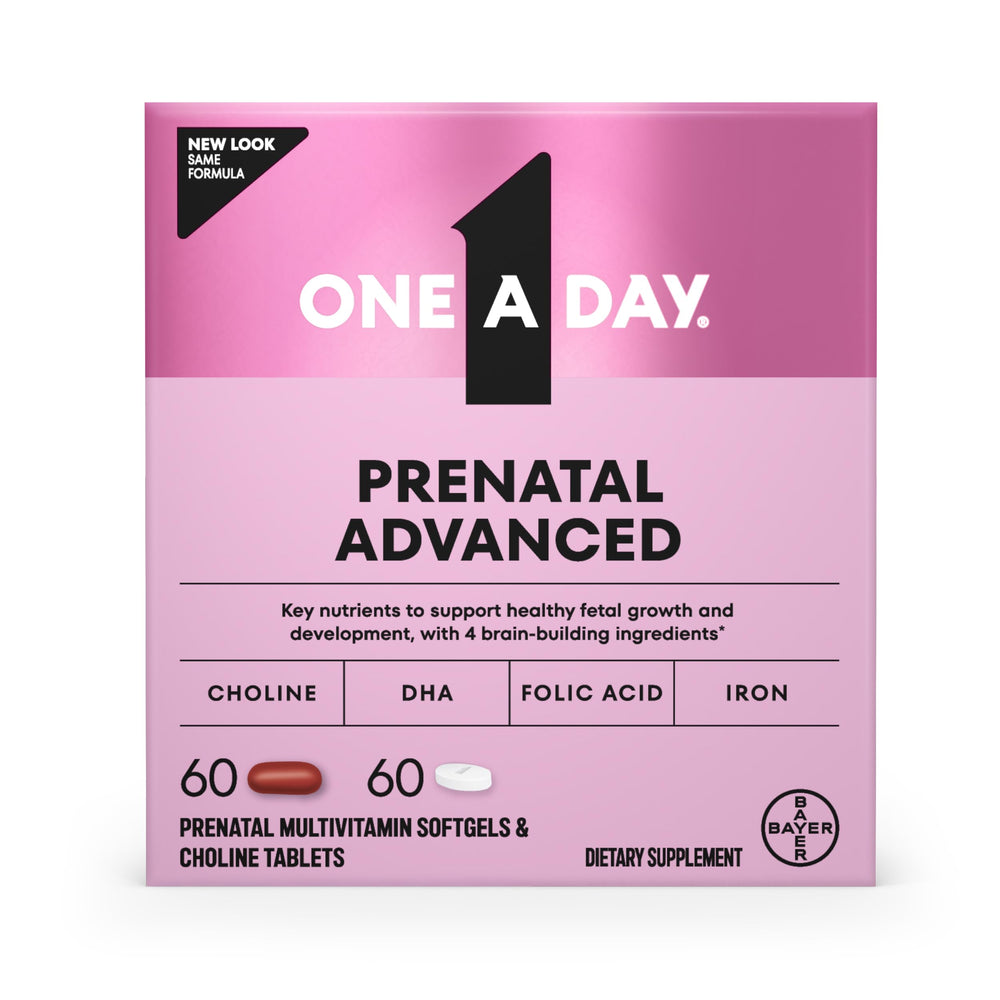 One A Day Prenatal Advanced bottle for convenient daily pregnancy use.
