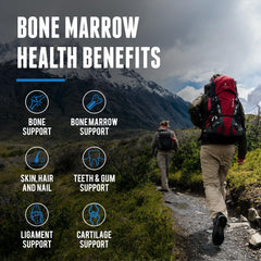 One Earth Health bone marrow scoop beside jar for convenient daily servings.