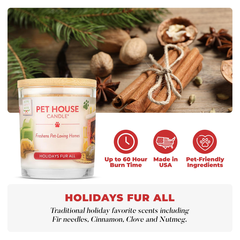 One Fur All soy wax candle with plant-based formula for pet spaces.