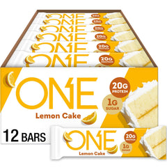 ONE Lemon Cake protein bar in packaging, ready for on-the-go breakfast.