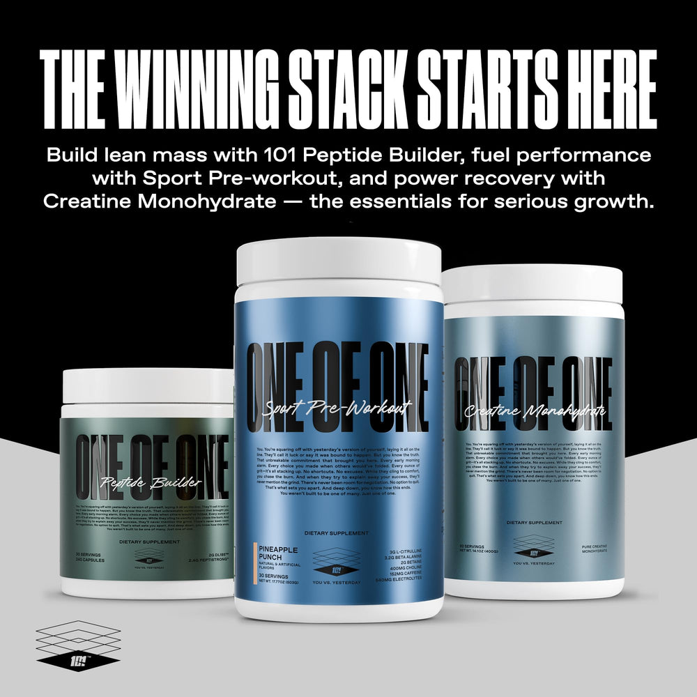 ONE OF ONE Sport Pre-Workout mixing setup – scoop in 250 ml water