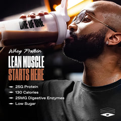 ONE OF ONE Whey post-workout setup with shaker for quick refueling