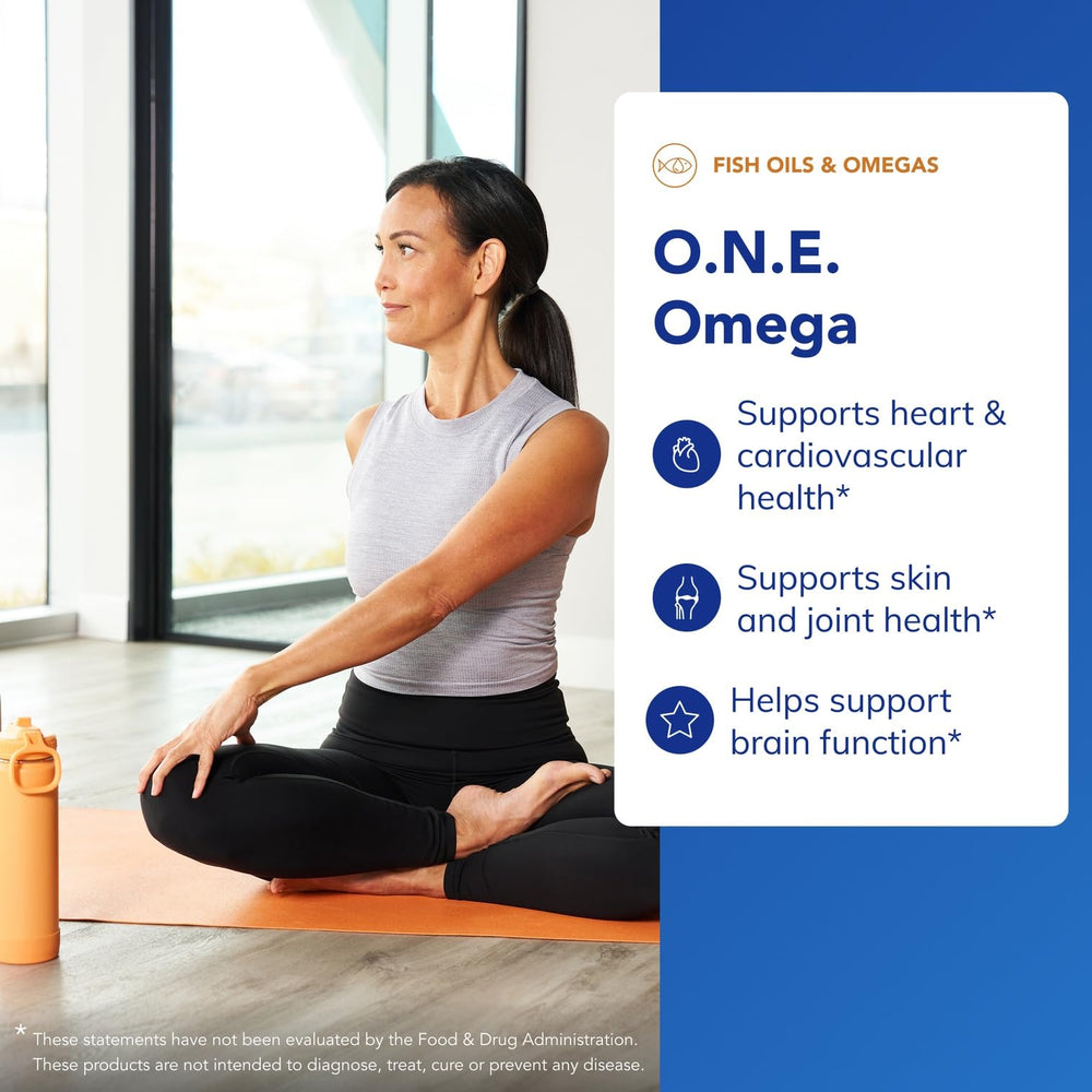 One Omega bottle label close-up emphasizing CO2-extraction purity.