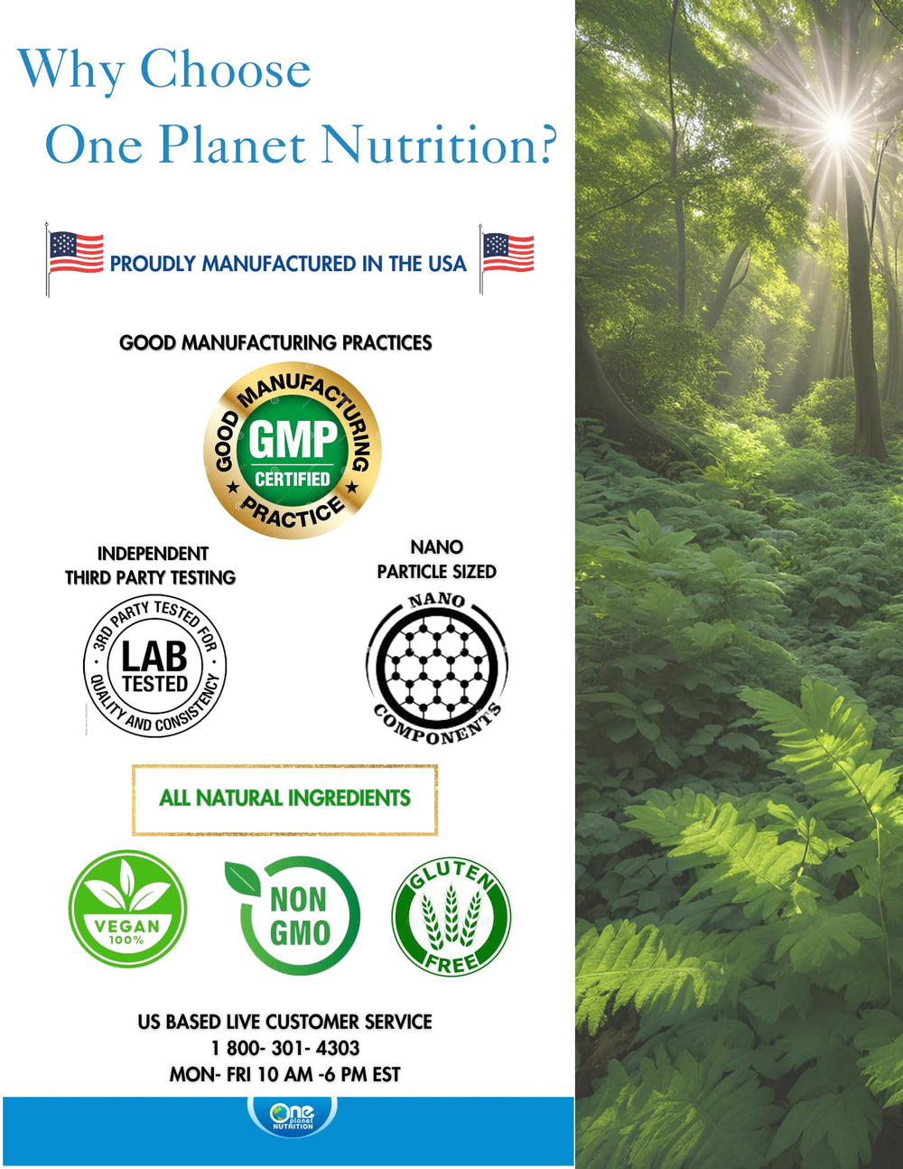 One Planet Nutrition FDA-registered facility icon reflecting trusted manufacturing standards.