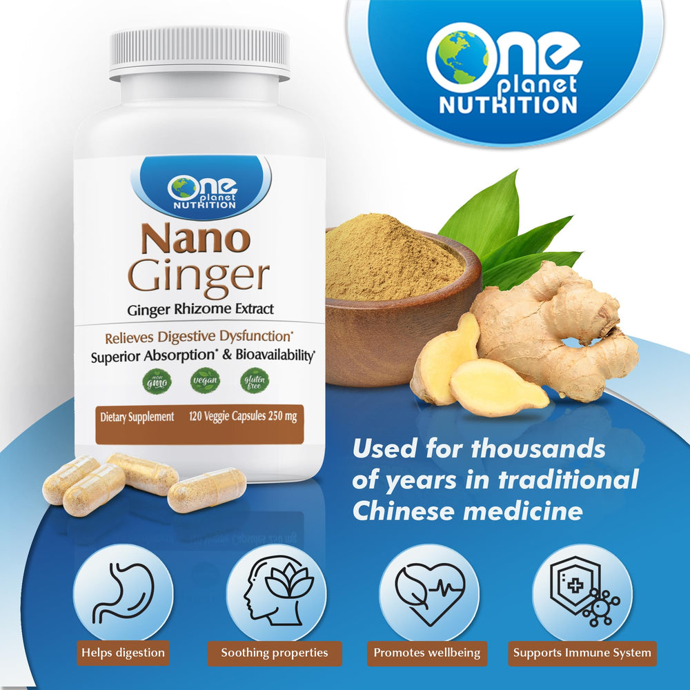 One Planet Nutrition third-party testing seal on ginger product