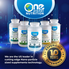 Third-party testing seal on One Planet Nutrition packaging.