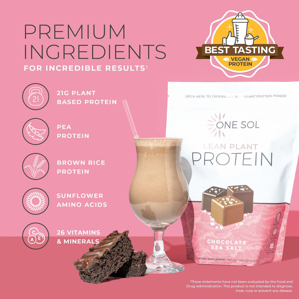 One Sol Lean Chocolate Sea Salt shake in glass showcases flavor and satisfaction.