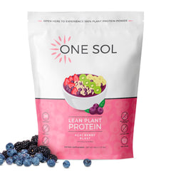 One Sol Lean protein powder tub shows vegan formula for clean nutrition