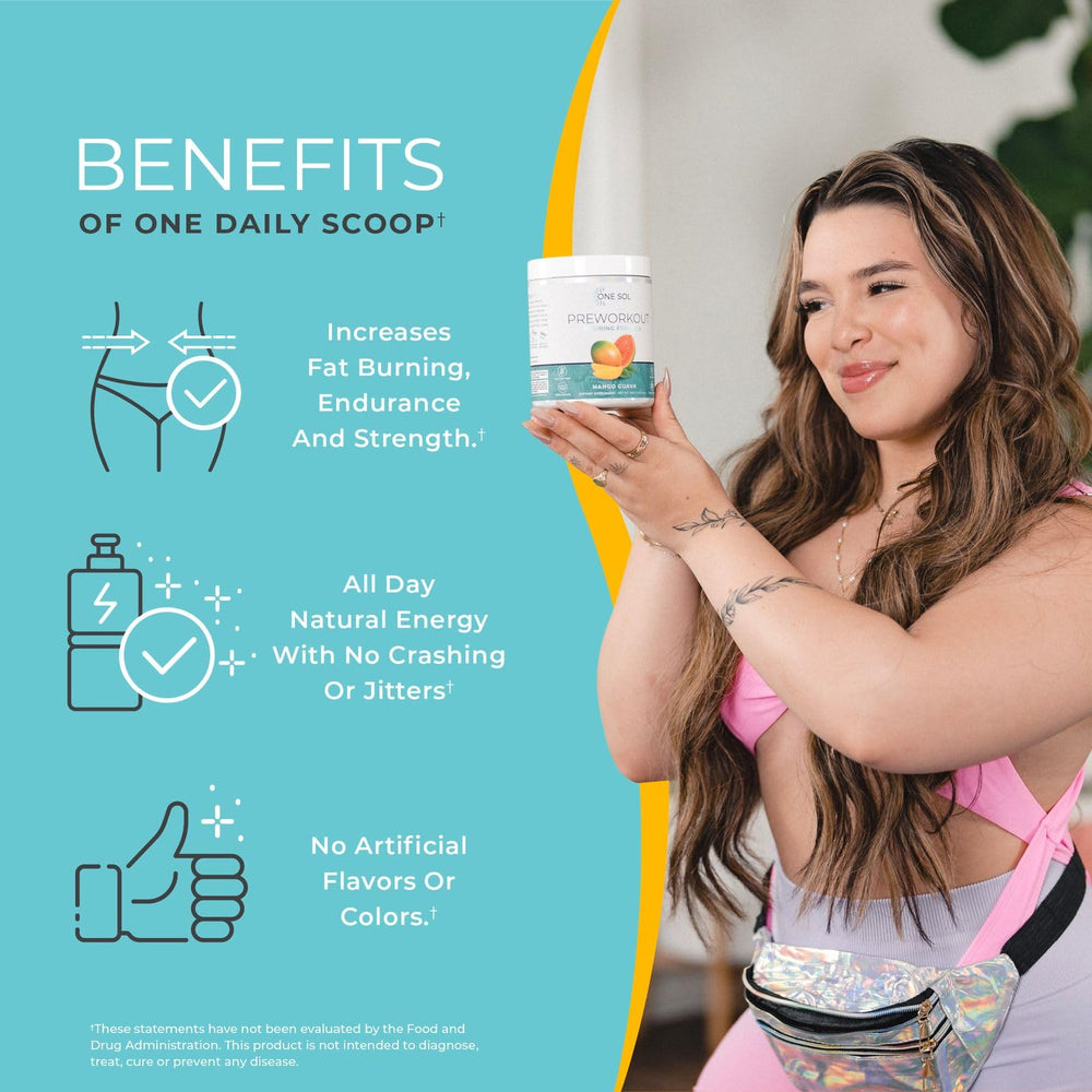 One Sol Pre-Workout Mango Guava scoop for easy serving