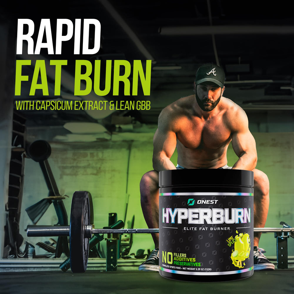 Scoop of ONEST Hyperburn shown for customizable serving during workouts.