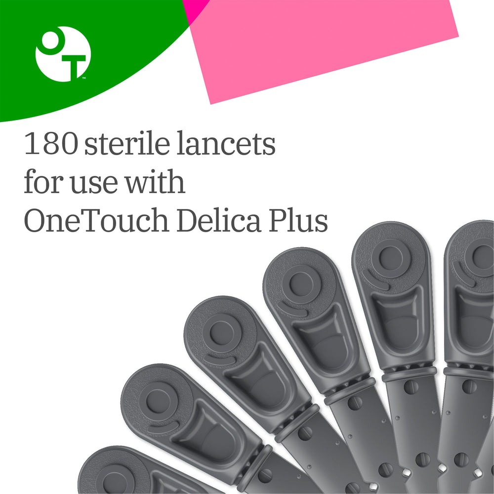 OneTouch Delica Plus lancing device with Precision Guidance Technology for precision testing.