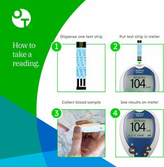 OneTouch Verio compatible monitor and strips for fast readings.