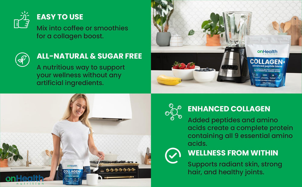 onhealth collagen powder mixed in coffee for an easy wellness boost