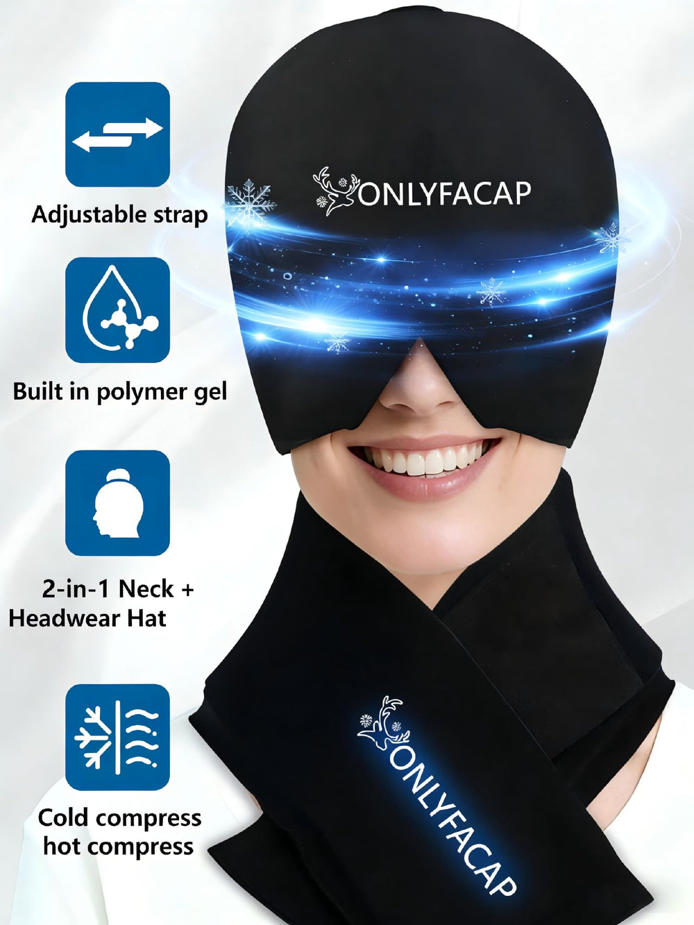 Onlyfacap Hot and Cold Therapy Packs, close-up, reusable gel packs for versatile use.