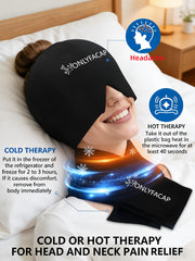 Onlyfacap Migraine Cap and Neck Wrap, top view, thickened gel for lasting relief.